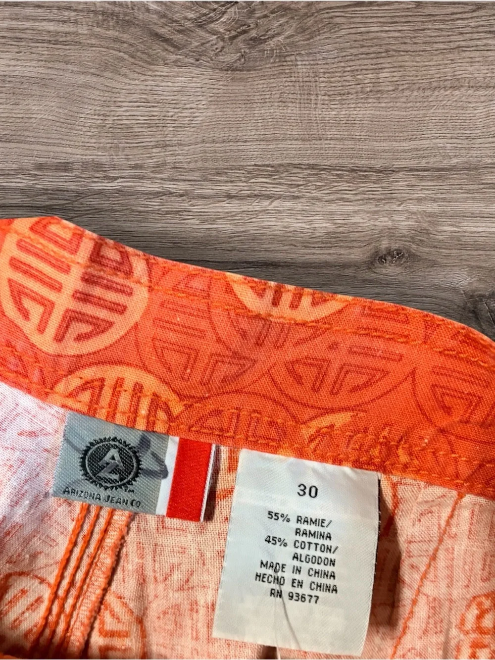 Arizona Jean Company Orange Swim Board Shorts with Navy Dragon Border